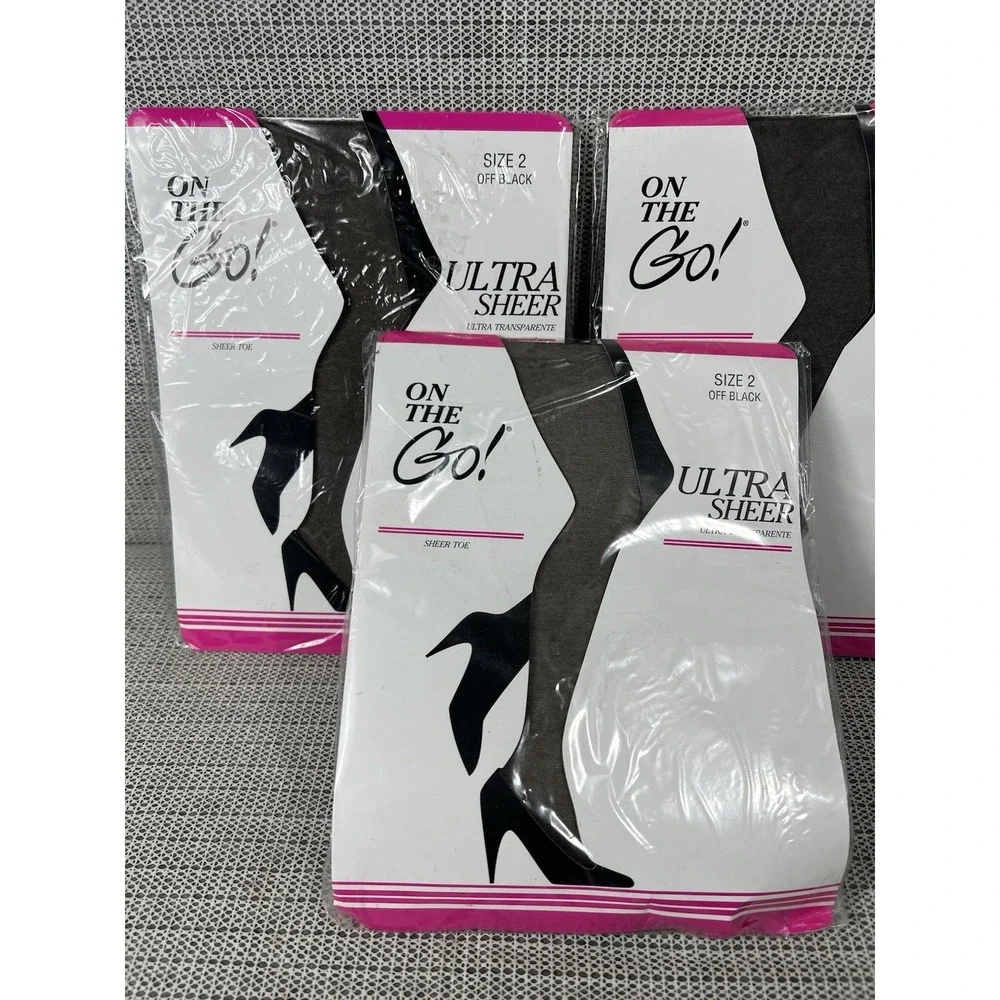 On The‎ Go! (3 Pack) Size 2 OFF BLACK ULTRA SHEER sheer Toe